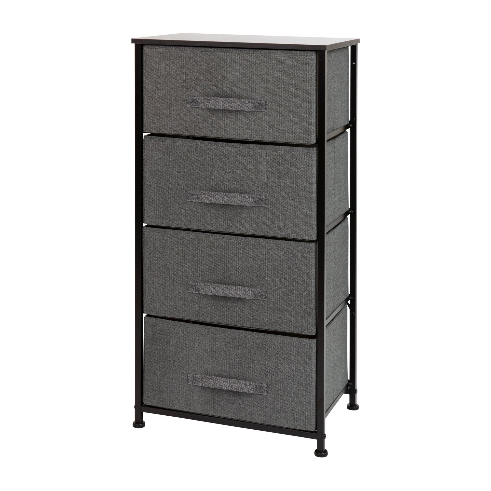 Flash Furniture, Black/Gray 4 Drawer Storage Dresser Organizer, Height 37.25 in, Width 17.75 in, Color Black, Model# WX5L203XBKGR
